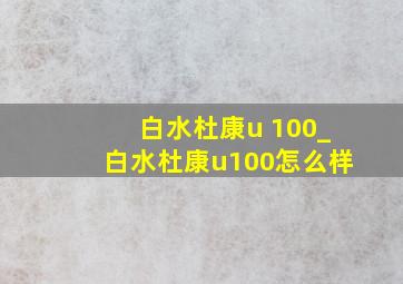 白水杜康u 100_白水杜康u100怎么样